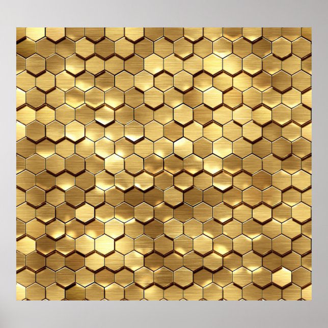 Golden Honeycomb 3D Render Texture Poster (Front)