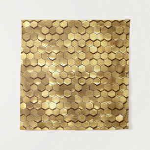 Golden Honeycomb 3D Render Texture Tapestry