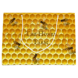 Golden Honeycomb & Bees Custom Large Shopping Bag