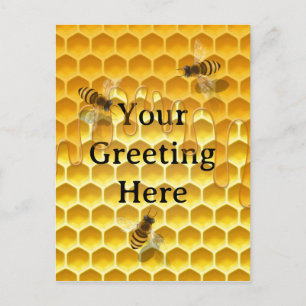 Golden Honeycomb & Honeybees Custom Postcard