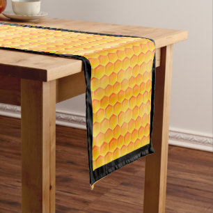 Golden Honeycomb Pattern Long Table Runner