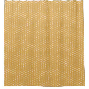 Golden Honeycomb Pattern Shower Curtain