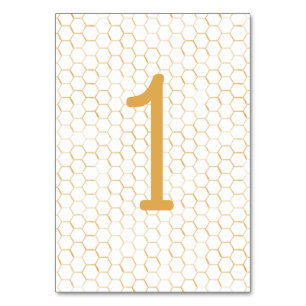 Golden Honeycomb Pattern Wedding 2 Table Number