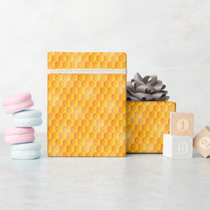 Golden Honeycomb Pattern Wrapping Paper