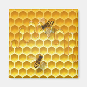 Golden Honeycomb with Bees Customizable Small Magnet