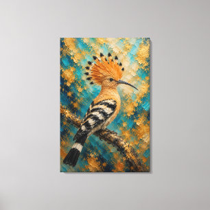 Golden Hoopoe Majesty – Luxury Impasto Bird Canvas Print
