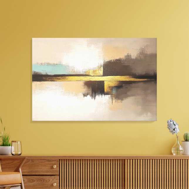 Golden Horizon – Minimalist Abstract Landscape Canvas Print (Insitu(LivingRoom))