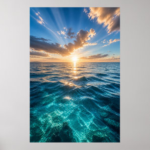 Golden Horizon Ocean Poster