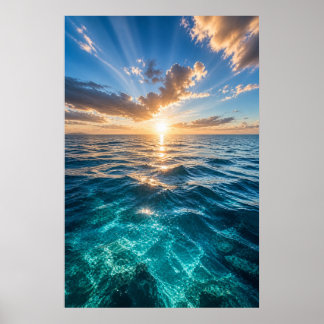 Golden Horizon Ocean Poster