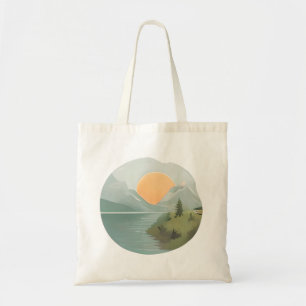 Golden Horizon: Sunset by the Lake Tote Bag