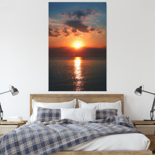 Golden Horizon: Sunset Over the Sea Canvas Print