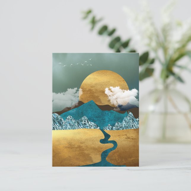 Golden Horizon with Blue Mountains Postcard (Standing Front)