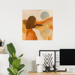 Golden Horizons – Abstract Desert Woman Poster
