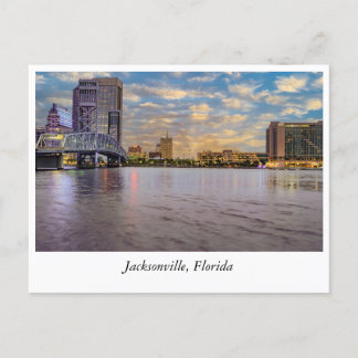 Golden Horizons: Sunset  Jacksonville's Skyline Postcard