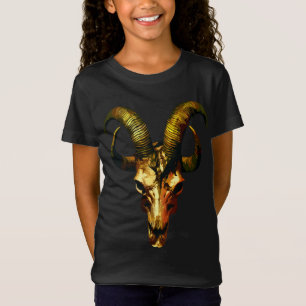 Golden Horned Skull - Dark Art T-Shirt