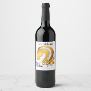 Golden Horse Birthday personalised Bottle Label