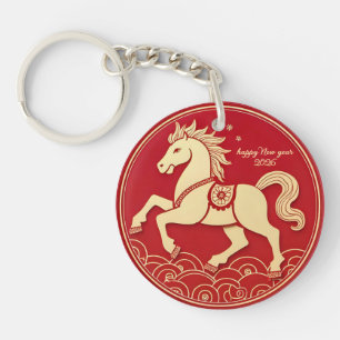 Golden Horse Red Chinese New Year 2026  Key Ring