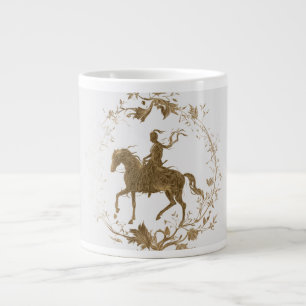 Golden horse Rider art Large Coffee Mug