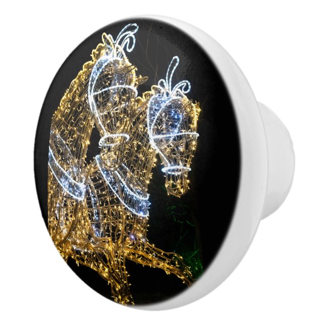 Golden horses galloping ceramic knob (Right)