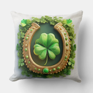 Golden Horseshoe and Lucky Clover Cushion