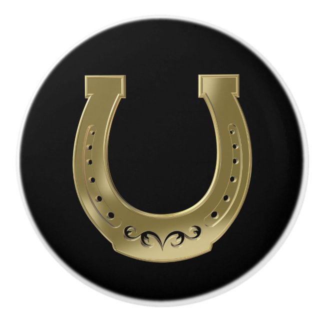 Golden horseshoe ceramic knob (Front)