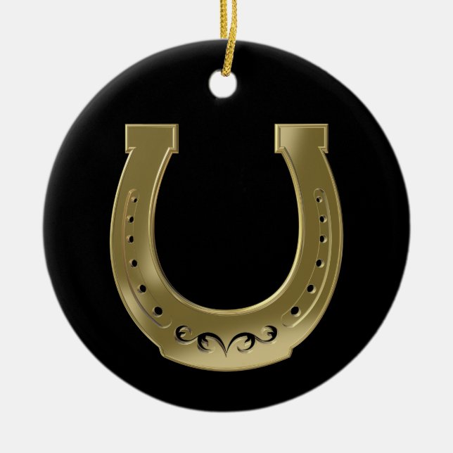 Golden horseshoe ceramic tree decoration (Front)