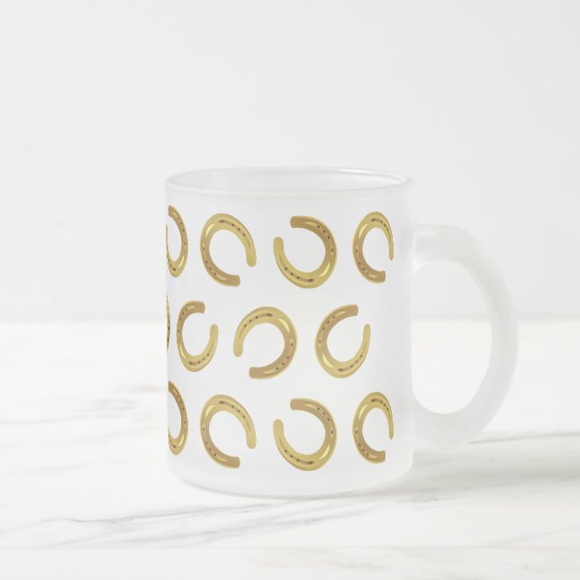 Golden horseshoe frosted glass coffee mug (Right)