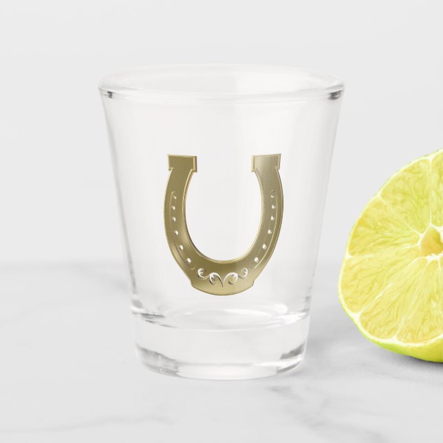 Golden horseshoe shot glass (Front)