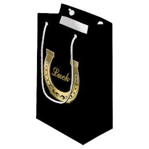 Golden horseshoe small gift bag