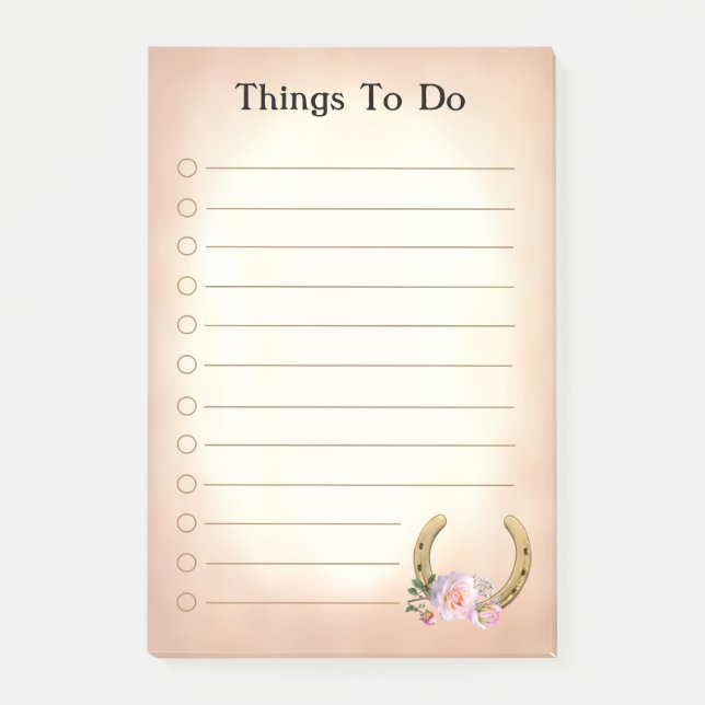 Golden Horseshoe with Flowers Things To Do Post-it Post-it Notes (Front)