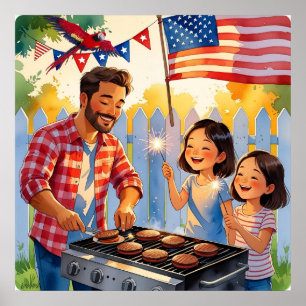 Golden Hour 4th of July Family BBQ Poster