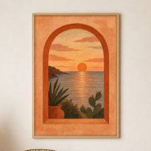 Golden Hour Arch Gouache Boho Art Poster