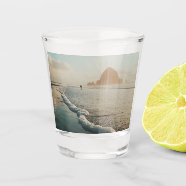 Golden hour at Cannon Beach Shot Glass (Front)