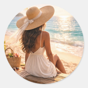 Golden Hour Bliss Classic Round Sticker