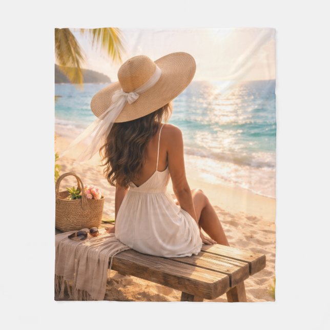 Golden Hour Bliss Fleece Blanket (Front)