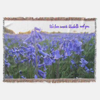 Golden Hour Bluebells - Personalized Mother's Day Throw Blanket