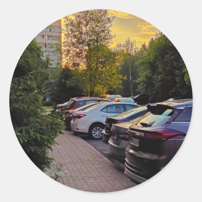 Golden Hour Circle Sticker – Customisable (Front)