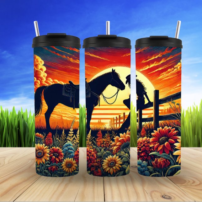 Golden Hour Cowgirl Thermal Tumbler (Creator Uploaded)