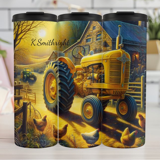  Golden Hour Farm Tractor Chickens Thermal Tumbler (Creator Uploaded)