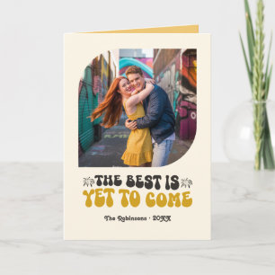 Golden Hour Glow Champagne Retro New Year Photo Holiday Card