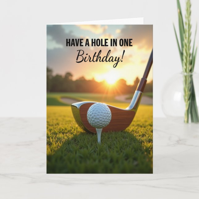 Golden Hour Golf Birthday Card (Front)