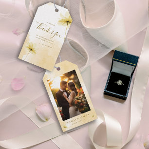 Golden Hour Grace Photo & Floral Wedding Thank You Gift Tags