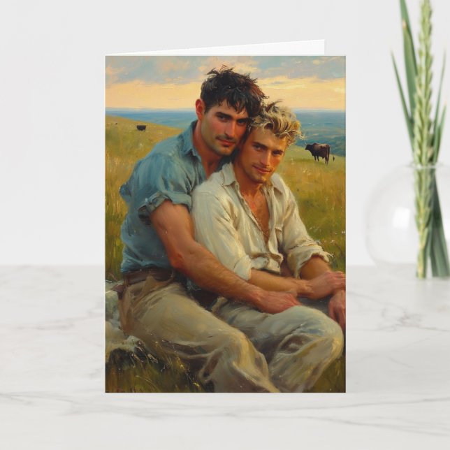 Golden Hour Hilltop Embrace Card (Front)