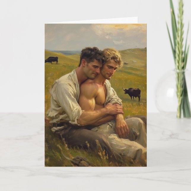 Golden Hour Hilltop Embrace Card (Front)