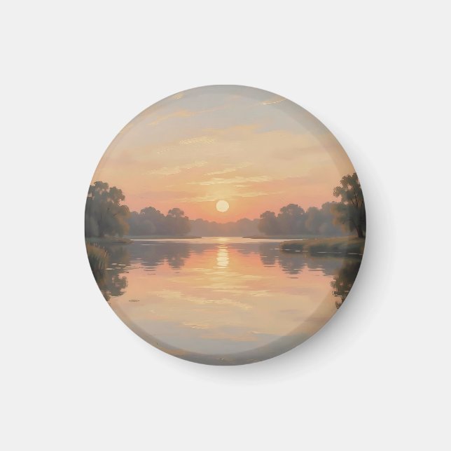 Golden Hour Lake Reflection Impressionist  Magnet (Front)