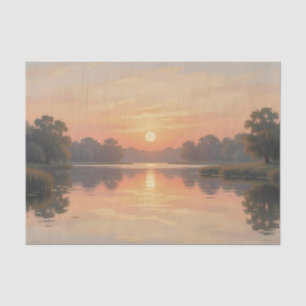 Golden Hour Lake Reflection Impressionist Tissue Paper