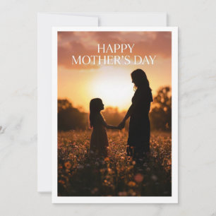 Golden Hour Mother & Daughter — Wildflower Sunset Holiday Card