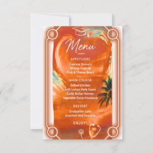 Golden Hour Nursing Graduation Menu Card Sunset