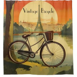 Golden Hour Parisian Cycle - Custom Shower Curtain