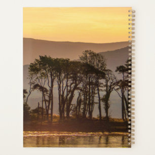 Golden Hour Reflections with Silhouetted Trees Planner